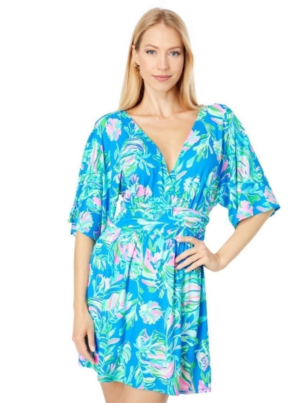 Lilly Pulitzer Parigi Skort Romper in Blue Fancy Flare Fancy Fins